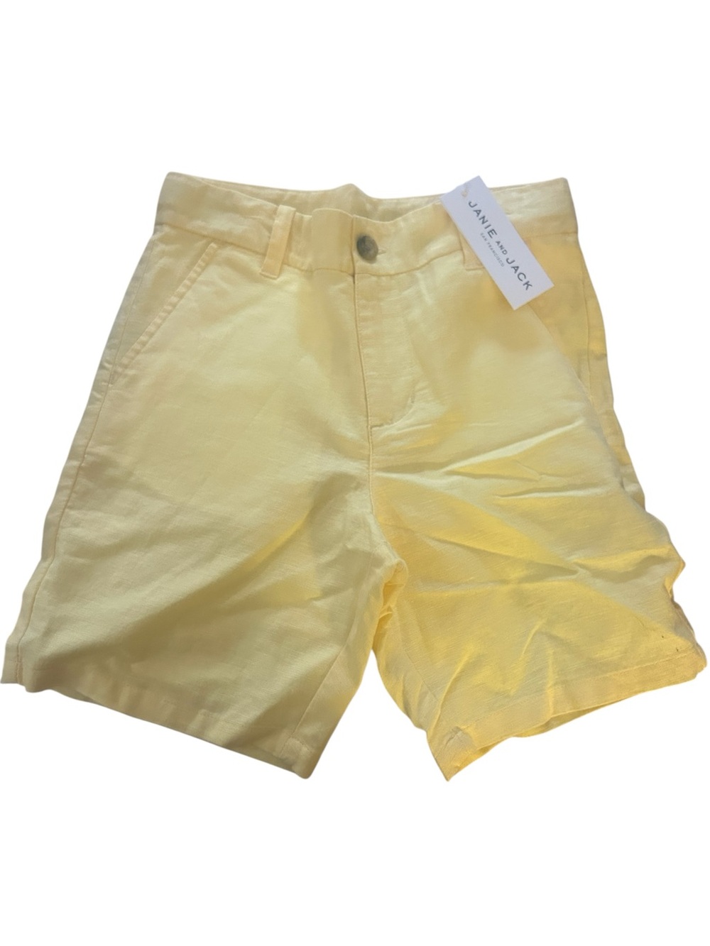 Janie and Jack Pale Yellow Flat Front Cotton Shorts